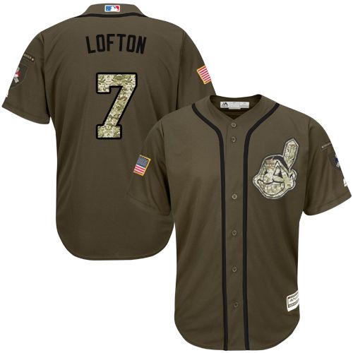 Indians #7 Kenny Lofton Green Salute to Service Stitched MLB Jersey - Click Image to Close